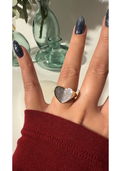 Ayarlanabilir Taşlı Kalp Yüzük modelleri