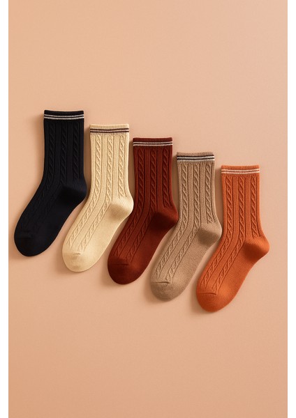 Kadın 5'li Paket Soket Çorap Lacivert Karışık fiyatları