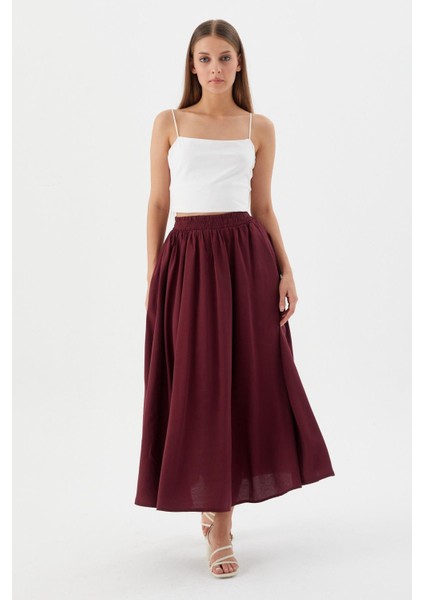 Beli Lastikli Balon Etek Bordo