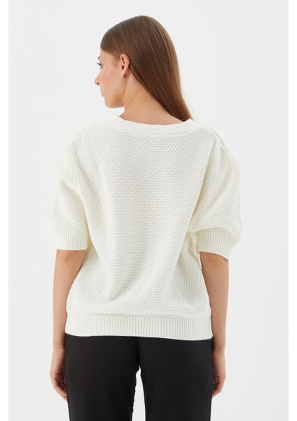 Yıldız Düğmeli Kısa Kol Hırka Ekru indirimleri