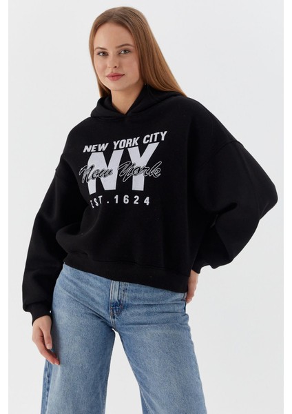 Kapüşonlu Oversize Sweatshirt Sıyah modelleri