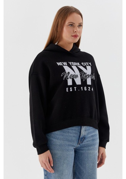 Kapüşonlu Oversize Sweatshirt Sıyah fırsatları