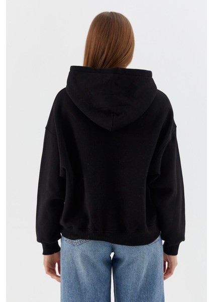 Kapüşonlu Oversize Sweatshirt Sıyah indirimleri