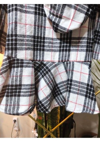 Kız Çocuk Kısa Elbise Şapka Takım Oduncu Kışlık Dar Kalıp Esnek Değil Beyaz