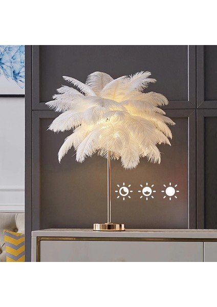 Masa Lambası Deve Kuşu Tüy Palmiye Beyaz Abajur fiyatları