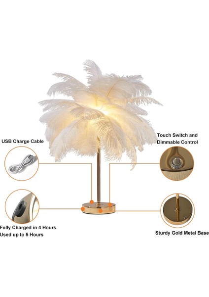 Masa Lambası Deve Kuşu Tüy Palmiye Beyaz Abajur fırsatları