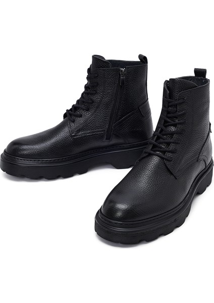 Erkek Siyah Fermuarlı Kalın Tabanlı Deri Bot 25WFD6857FT modelleri