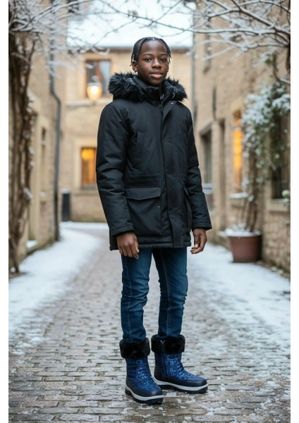 Çocuk Waterproof Su Geçirmez Kürklü Kar Bot