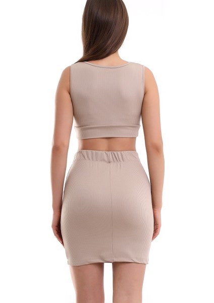 Compack Etek-Crop Bluz Takım Fitilli