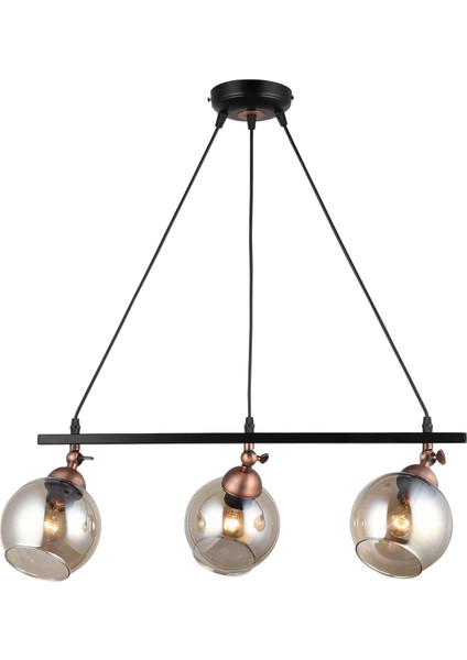 Serta 3'lü Sıralı Siyah Bakır Avize