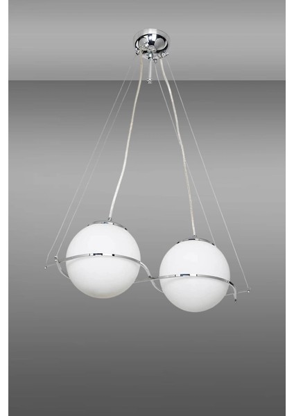 Güney 20'lik Glop Cam Ikili Krom Renkli Camlı Sarkıt Avize modelleri