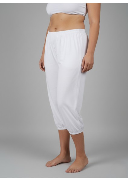 Uzun Paçalı Şalvar Kadın Külot Paçası Lastikli 2'li Paket Battal Büyük Beden Beyaz - Doğanyıldız modelleri