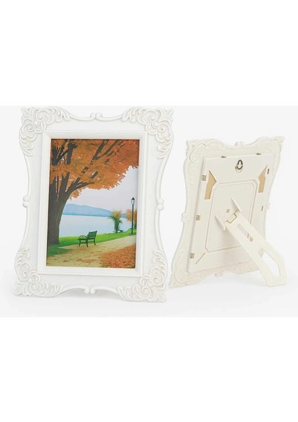 Plastik Barok Desenli Fotoğraf Çerçevesi 13X18 – Pleksi Camlı, Masaüstü ve Duvar Kullanımı