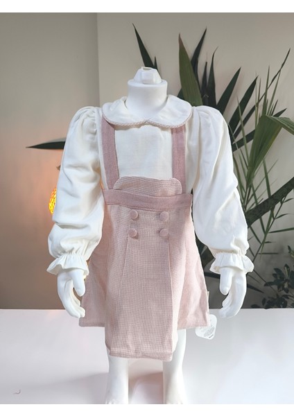 Kız Bebek Jile Takımı Pudra Pembe Triko Dokulu Bluzlu Salopet Sonbahar Kış fiyatları