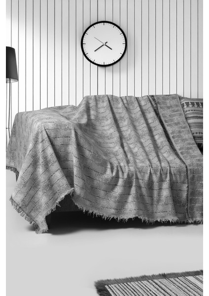 Pamuklu Dokulu Koltuk Şalı 170X220 cm – Saçaklı Tv Battaniyesi & Dekoratif Koltuk Örtüsü