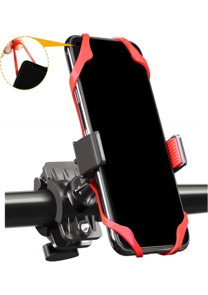 Motosiklet - Bisiklet Gidon Bağlantılı Kıskaçlı Telefon Tutucu Siyah modelleri