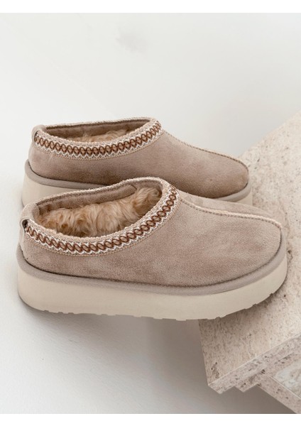 Lefani Kadın Içi Tüylü Terlik Bej Süet fiyatları