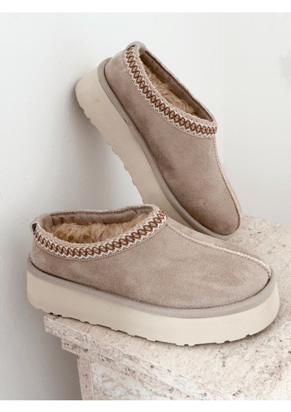 Lefani Kadın Içi Tüylü Terlik Bej Süet modelleri