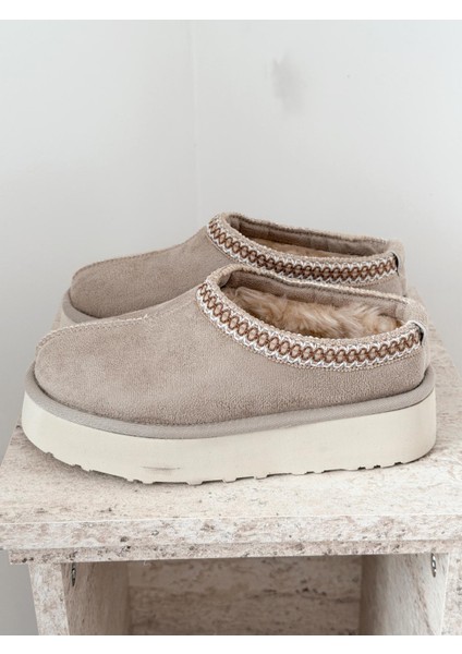 Lefani Kadın Içi Tüylü Terlik Bej Süet indirimleri