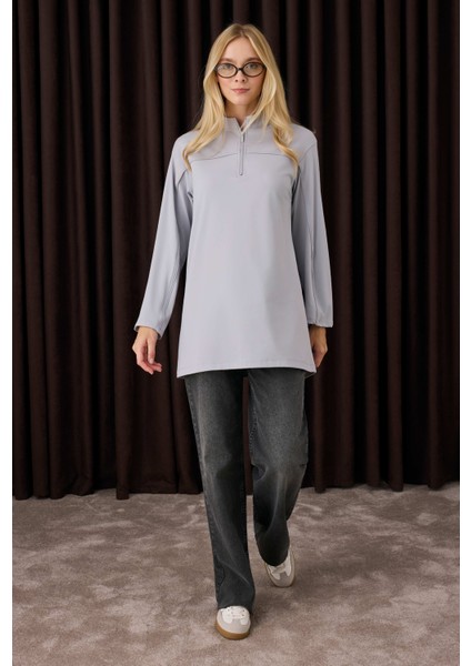 Roba Detaylı Sweat Açık Gri