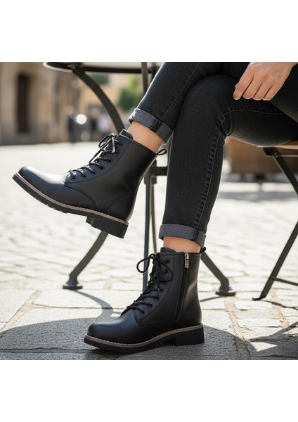 4659 Kadın Bot Ayakkabı Kaymaz Taban Fermuarlı Bağcıklı Günlük Kadın Bot fırsatları