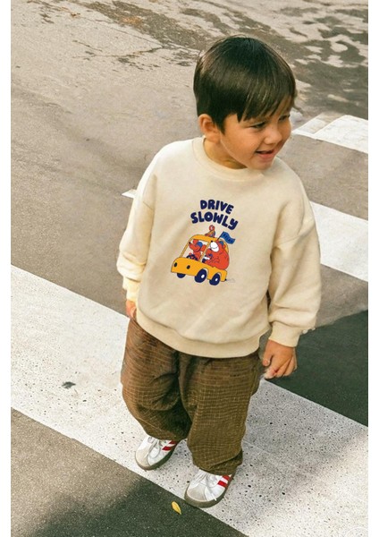 Erkek Çocuk Baskılı 3 Iplik Kumaş Pamuklu Sweatshirt