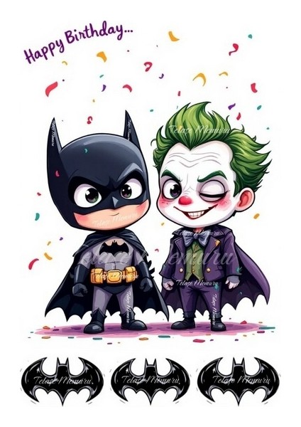 Batman Pasta Süsü - Pasta Resmi ve Baskısı - Batman Doğum Günü Yenilebilir Kağıt Baskı 2