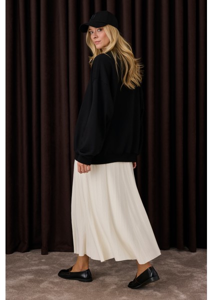 Fitilli Triko Etek Ekru