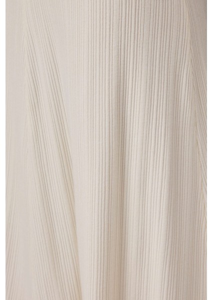 Fitilli Triko Etek Ekru