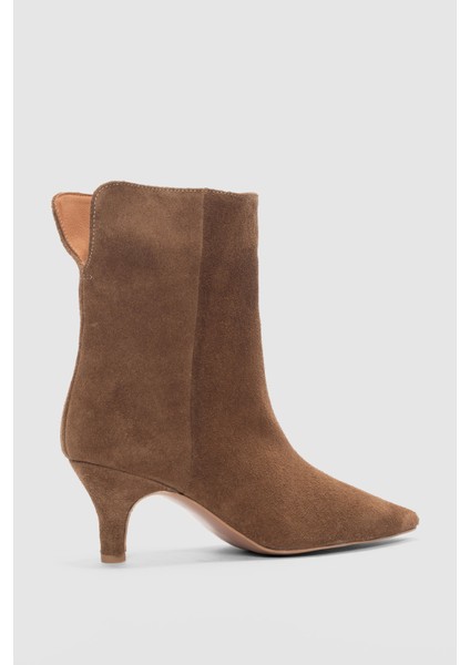 Valenne Hakiki Deri Kısa ve Ince Topuk Kadın Bot- Taba Süet fiyatları