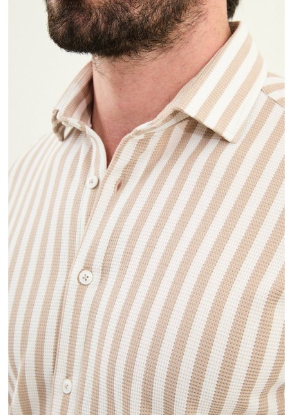 Çizgili Slim Fit Uzun Kollu Erkek Gömlek fiyatları