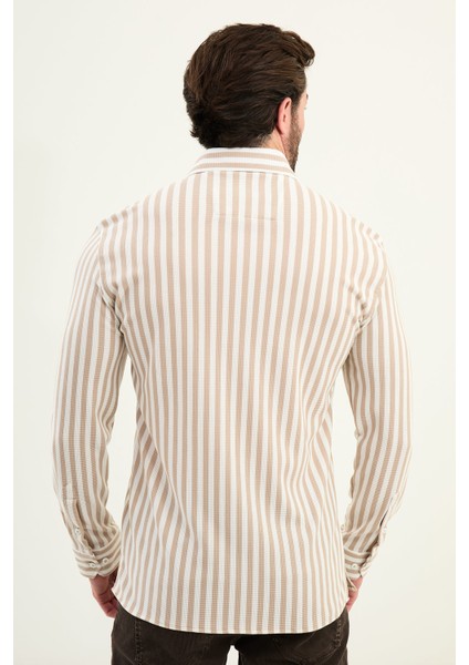 Çizgili Slim Fit Uzun Kollu Erkek Gömlek modelleri
