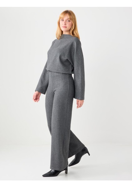 Antrasit Melanj Rahat Kesim Yarasa Kol Yumuşak Dokulu Sweatshirt fırsatları