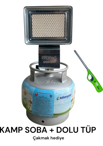 Kamp Soba Dolu Milangaz Tüp Set Küçük Tüp Isıtıcı Soba 2kg Piknik Tüpü Iç Mekan Dış Mekan Kamp Soba
