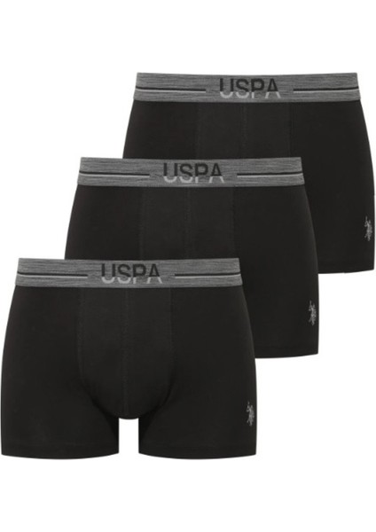 Erkek Lisanslı Uspa Siyah Exclusive 3 Adet Boxer