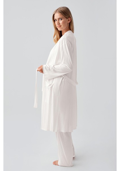 Uzun Kollu Düğmeli Esnek Viskoz Hamile Sabahlık Pijama Takım 18302 modelleri