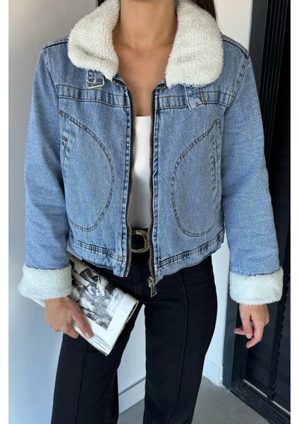 Kadın Içi Peluş Jean Kot Ceket P-00018967 modelleri