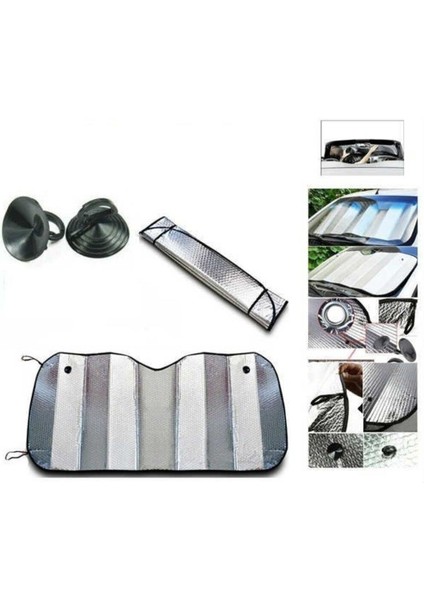 Metalize Alüminyum Ön Cam Güneşliği 145X70 cm Skoda Super B