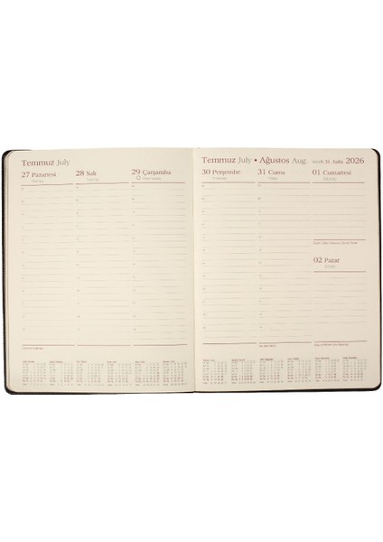 Ajandası Alaçatı 2026 Kırmızı - Haftalık 110GR. Ithal Kağıt Lastikli 18,5X23,5 fırsatları