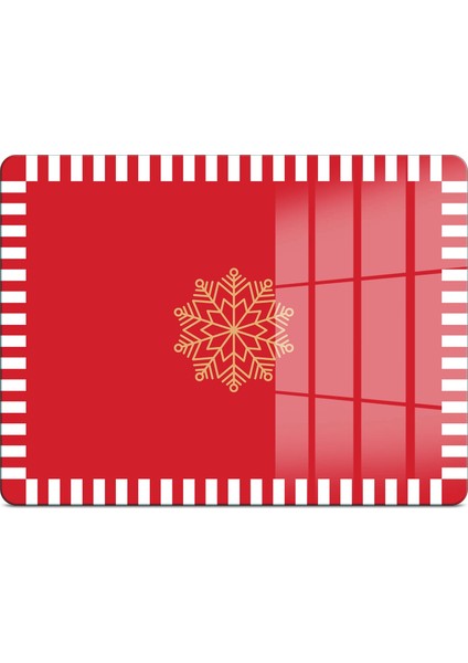 ovetro Cam Kesme Tahtası ve Sunumluk Kırmızı Beyaz Kar Tanesi Desenli 20X30 cm fiyatları