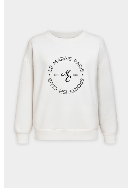 Kadın Premium Kumaş Slogan Baskılı Içi Şardonlu Oversize Sweatshirt