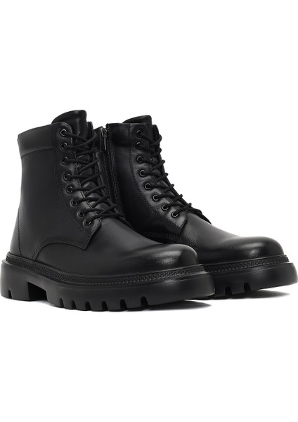 Erkek Siyah Bağcıklı Fermuarlı Deri Casual Bot 25WFD701018 fırsatları