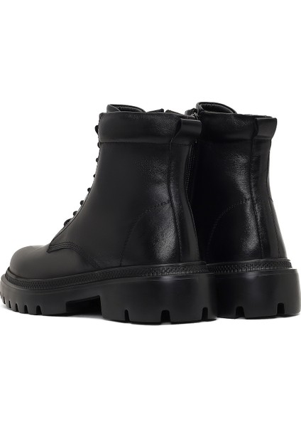 Erkek Siyah Bağcıklı Fermuarlı Deri Casual Bot 25WFD701018