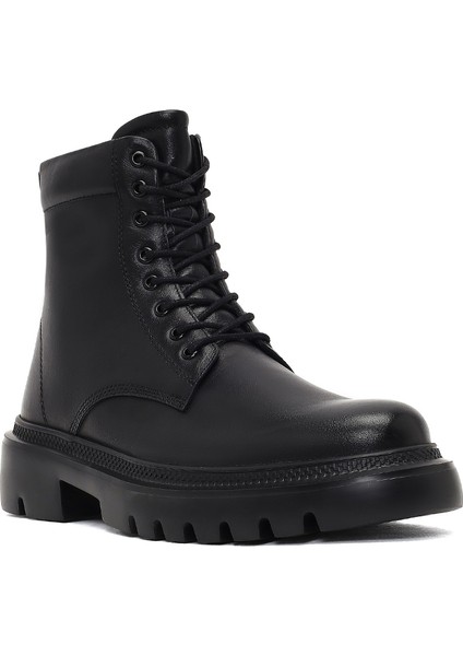 Erkek Siyah Bağcıklı Fermuarlı Deri Casual Bot 25WFD701018