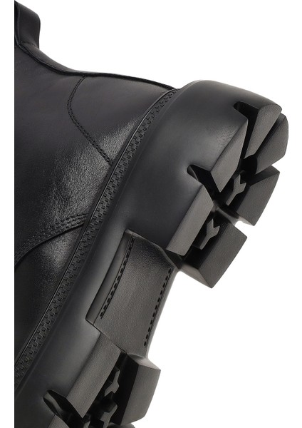 Erkek Siyah Bağcıklı Fermuarlı Deri Casual Bot 25WFD701018