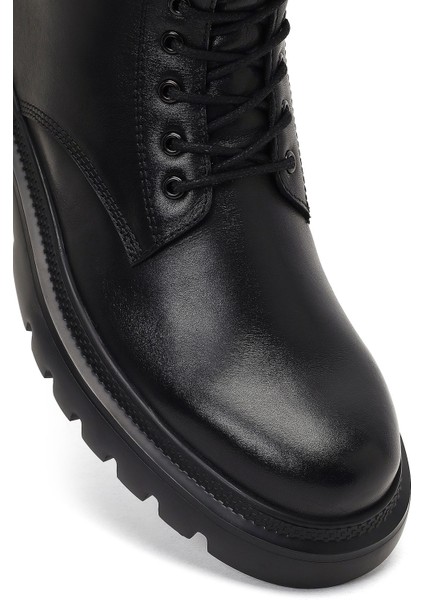 Erkek Siyah Bağcıklı Fermuarlı Deri Casual Bot 25WFD701018