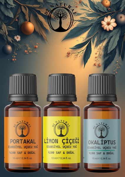 Enerji Seti 3*10ML Esansiyel Uçucu Koku Yağı Aromaterapi Yağı Buhurdanlık Yağı Difüzör Esansı Ortam Oda Kokusu