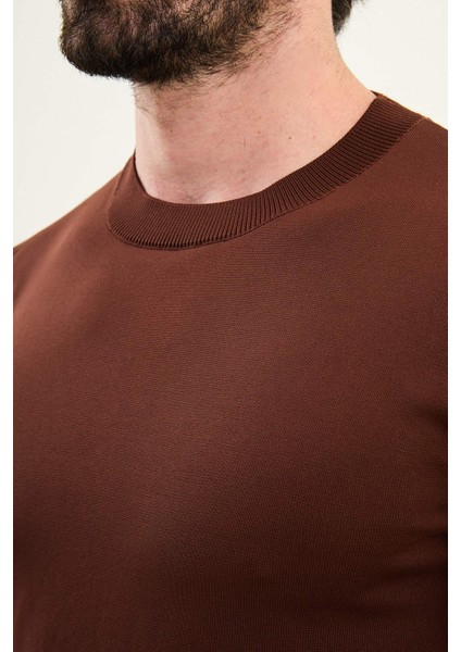 Düz Slim Fit Bisiklet Yaka Basic Erkek Triko Kazak modelleri