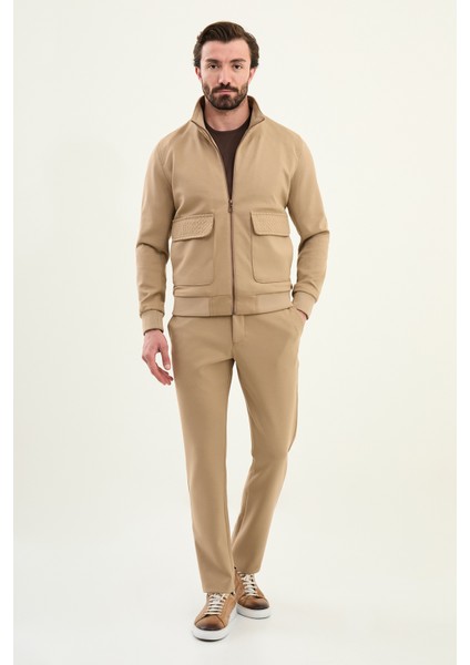 Düz Slim Fit Fermuarlı Torba Cepli Hakim Yaka Pantolon Mont modelleri