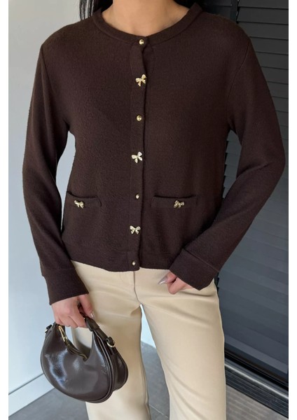 Kadın Fiyonk Düğmeli Triko Hırka P-00018493